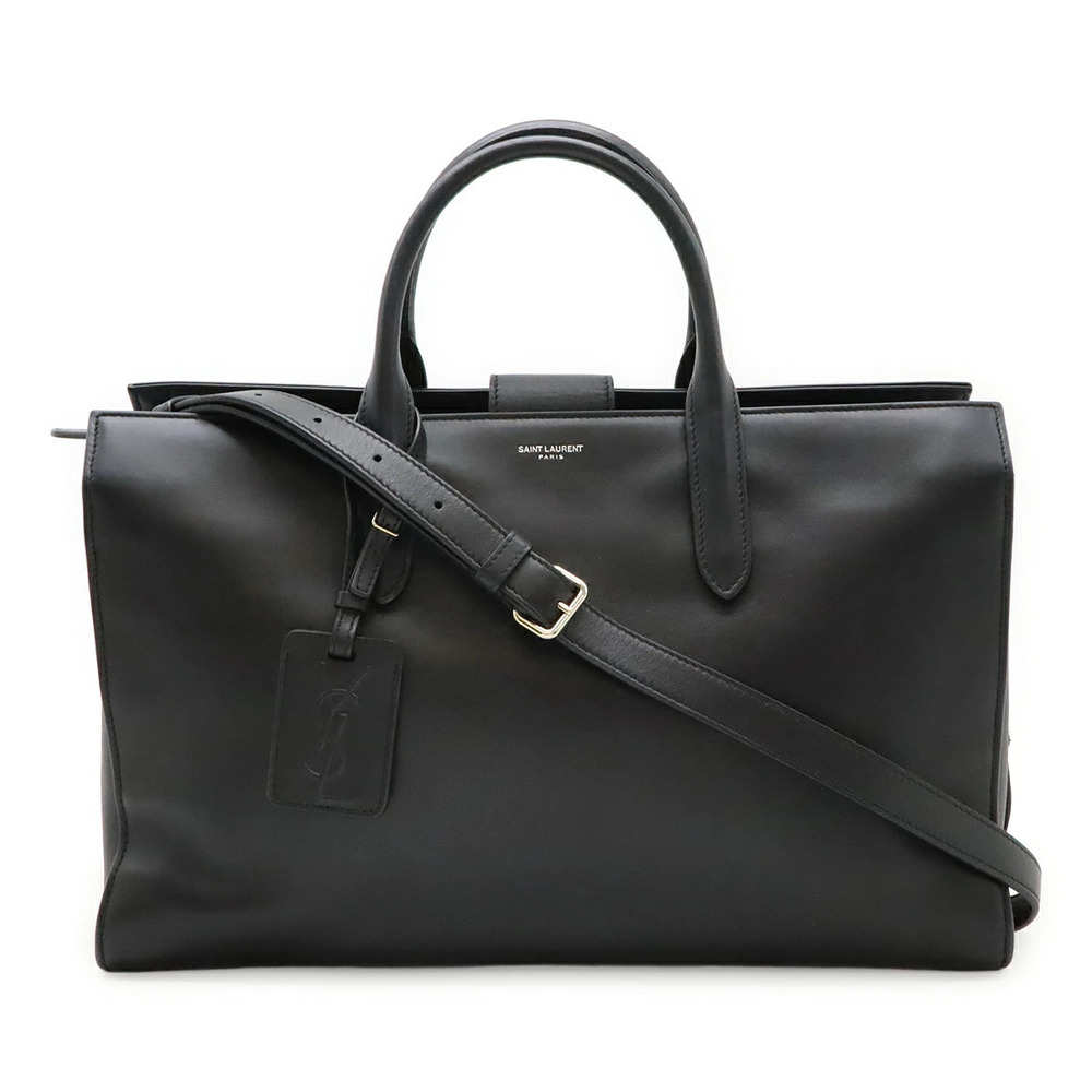 SAINT LAURENT PARIS YSL Yves Jane 2way Shoulder Bag Leather Black